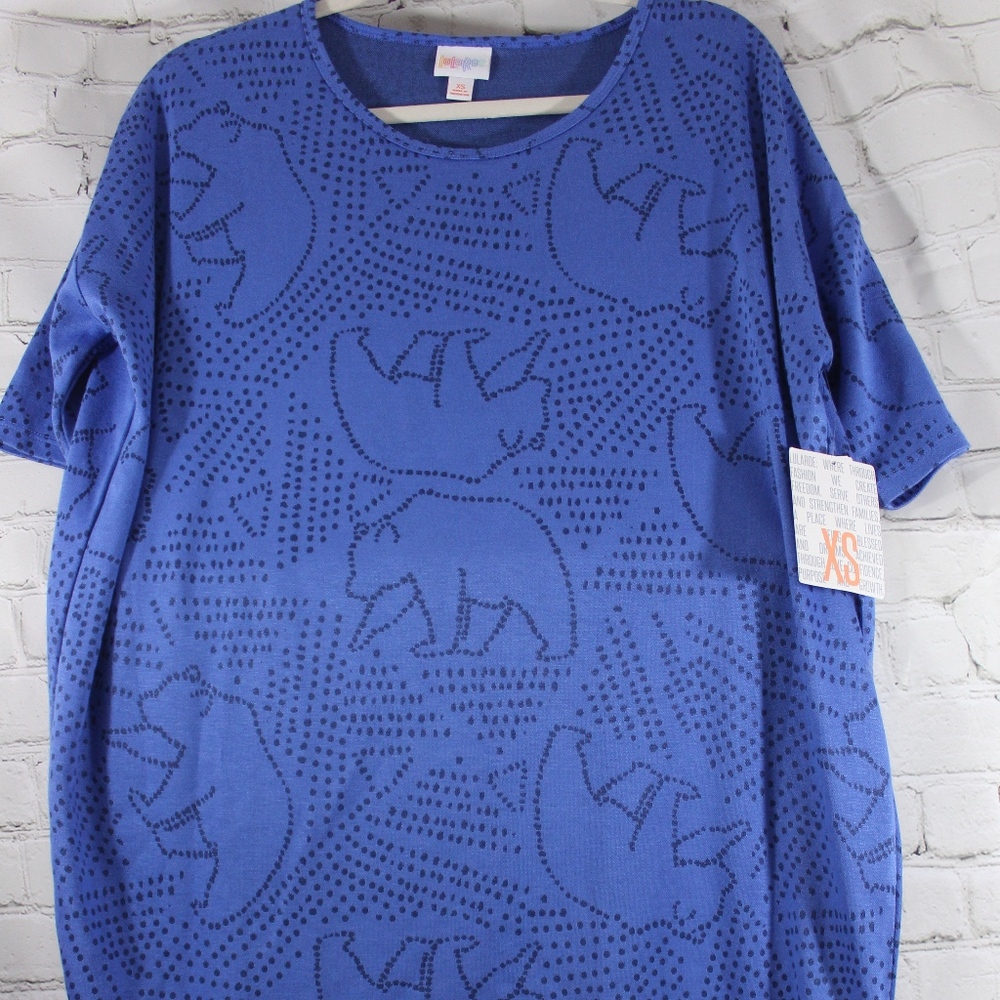 NWT LuLaRoe Irma top blue bear sz XS